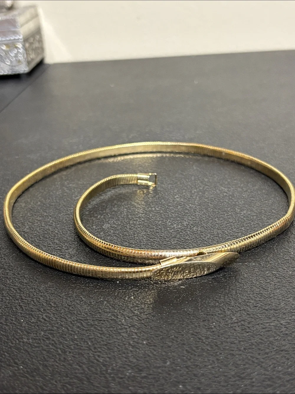 Gold-Tone Herringbone Stretch Expansion Belt 80’s Retro